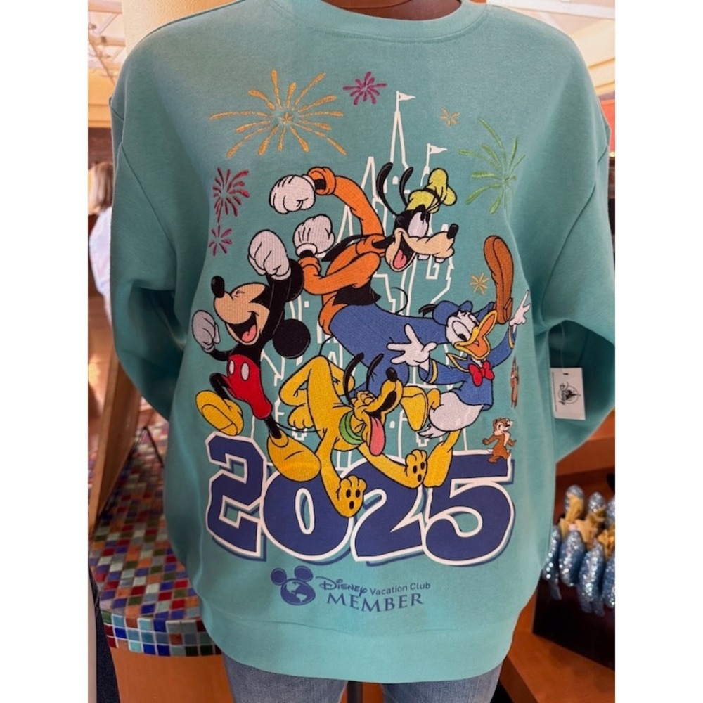 Walt Disney DVC 2025 Member Crewneck Blue Embroidered Sweatshirt Sz M Excellent